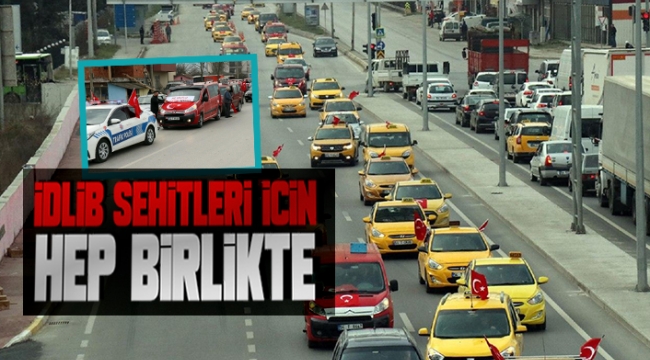 Taksici ve Dolmuşçulardan Anlamlı Konvoy