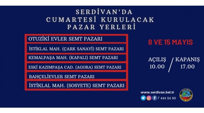 Serdivan’da Pazarlara Hafta Sonu Düzenlemesi