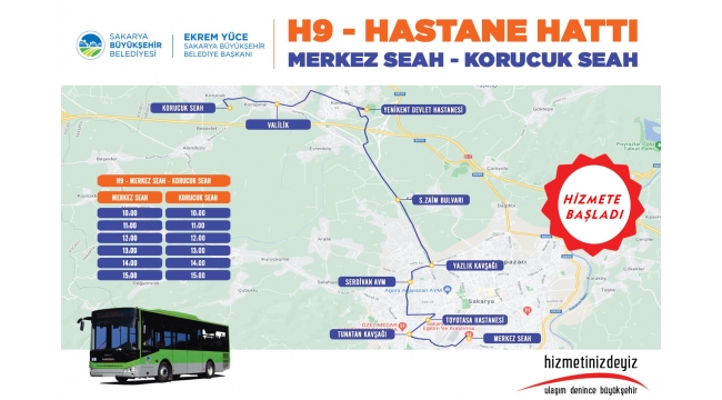 Yeni hastane hattı (H9) hizmet vermeye başladı