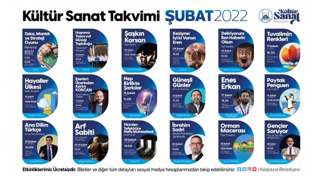 Adapazarı Belediyesi Şubat Etkinliklerini Açıkladı