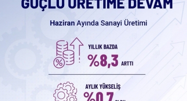 Haziran Ayında Sanayi Üretim Endeksi Yıllık Yüzde 8,3 Arttı