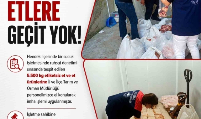 Sakarya'da Bir İşletmede 5 Buçuk Ton Etiketsiz Et Ele Geçirildi