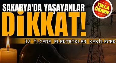 Sakarya'da Yaşayanlar Dikkat! 12 İlçede Elektrikler Kesilecek!